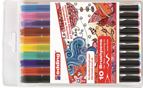 Набор маркеров с наконечником в виде кисти, 10 цветов в наборе (дисплей 51.150) в пластиковом пенале