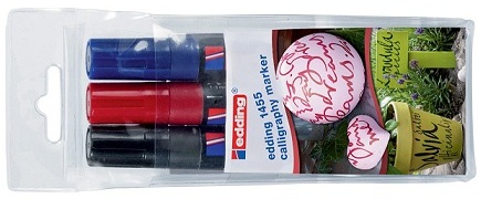 Набор каллиграфических маркеров с гибким наконечником, 1-5 мм, 3 цвета в наборе