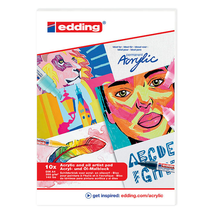 Блокнот для масла и акрила edding, склеенный, 300 гр/м2, А4