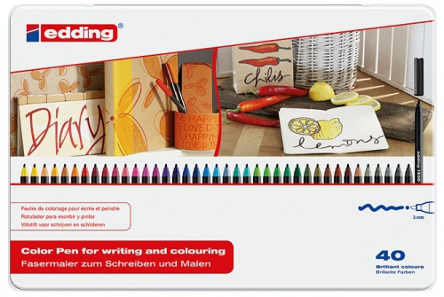 Набор фломастеров с круглым наконечником, 40 цветов в наборе, металлическая коробка