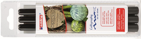 Набор из 3 каллиграфических фломастеров, пигментные чернила, (2,0/3,5/5,0 мм)