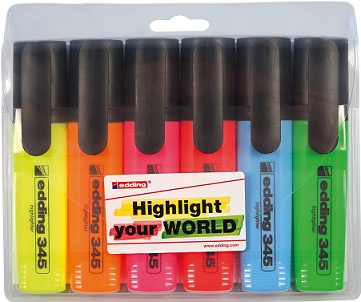 Набор текстовыделителей заправляемых, 2-5 мм, 6 цветов в наборе