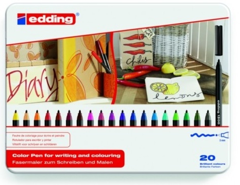 Набор фломастеров с круглым наконечником 20 цветов в наборе, металлическая  коробка