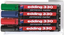 Набор перманентных маркеров, скошенный наконечник, 1-5 мм, 4 цвета в наборе